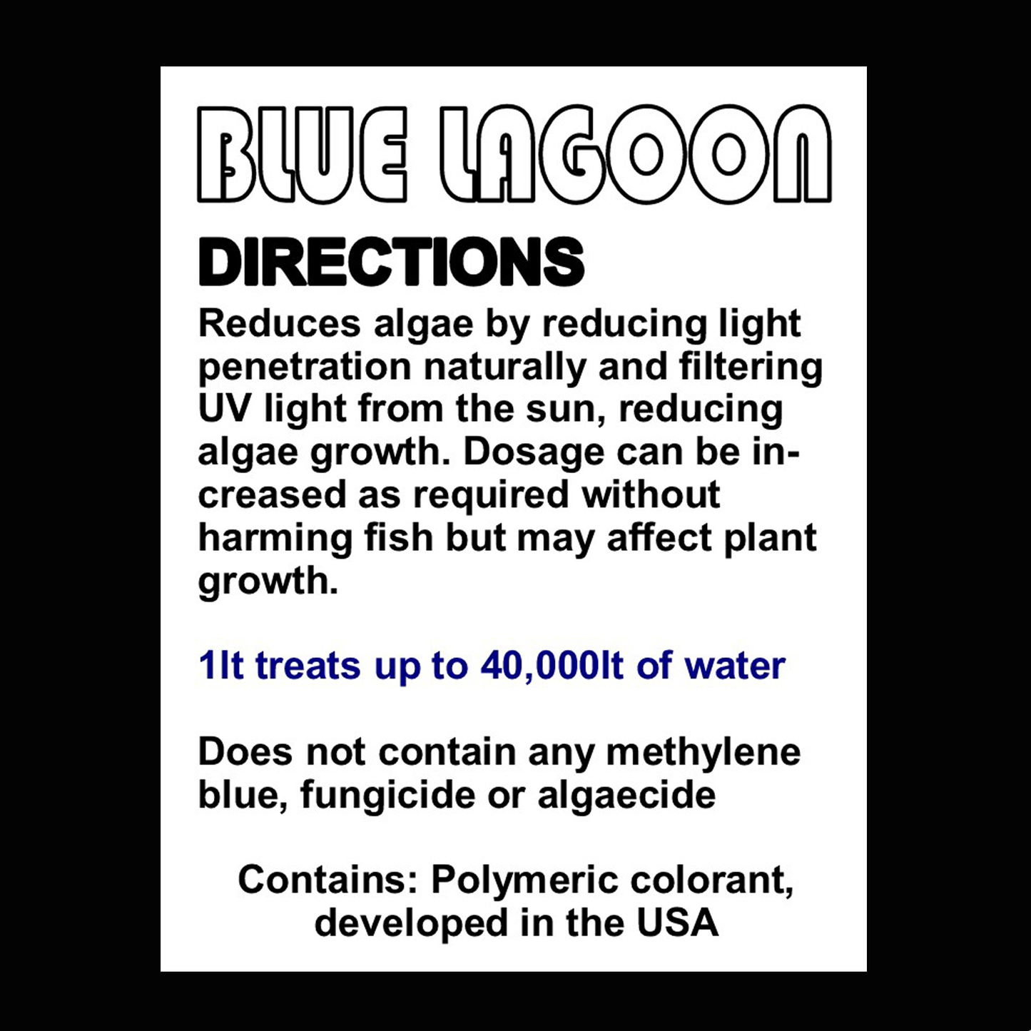Blue Lagoon Block out blue pond dye 2 litre